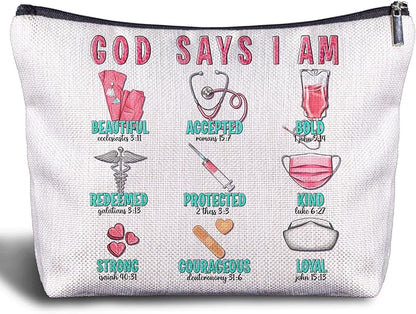 Christian Nurse Doctors Makeup Bag - Nurse Gifts for Women, Doctor Gifts, Bible Verse Cosmetic Bag for Purse Travel Bag, Christian Gifts for Nurses Doctors
