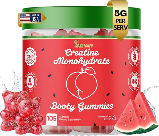World's First Creatine Monohydrate + Keto ACV Booty Gummies Supplement for Women - 5000mg Creatine plus 1000mg ACV - Glute Builder, Waist Slimmer, Gym Essentials Women, Sugar Free (120 Ct Watermelon)