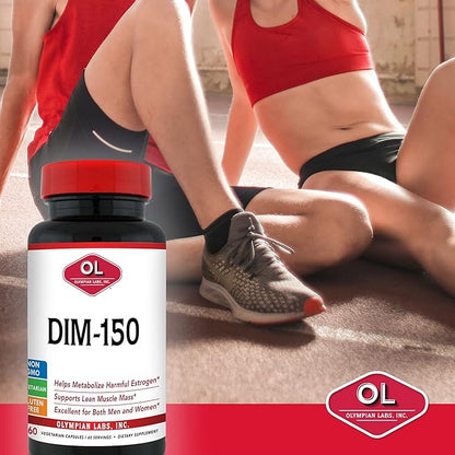 Olympian Labs DIM Supplement 150mg - DIM Diindolylmethane 30 Capsule Supply of DIM for Estrogen Balance, Hormone Menopause Relief, Acne Treatment, PCOS, Bodybuilding