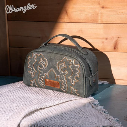 Wrangler Makeup Pouch Bag Mini Western Toiletry Purse Cosmetic Organizer Paisley Travel Pouch for Women