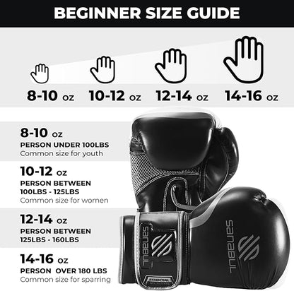 Sanabul Essential Gel Boxing Gloves for Men & Women, Kickboxing MMA, Muay Thai Gloves and Heavy Bag Training Punching & Sparring
