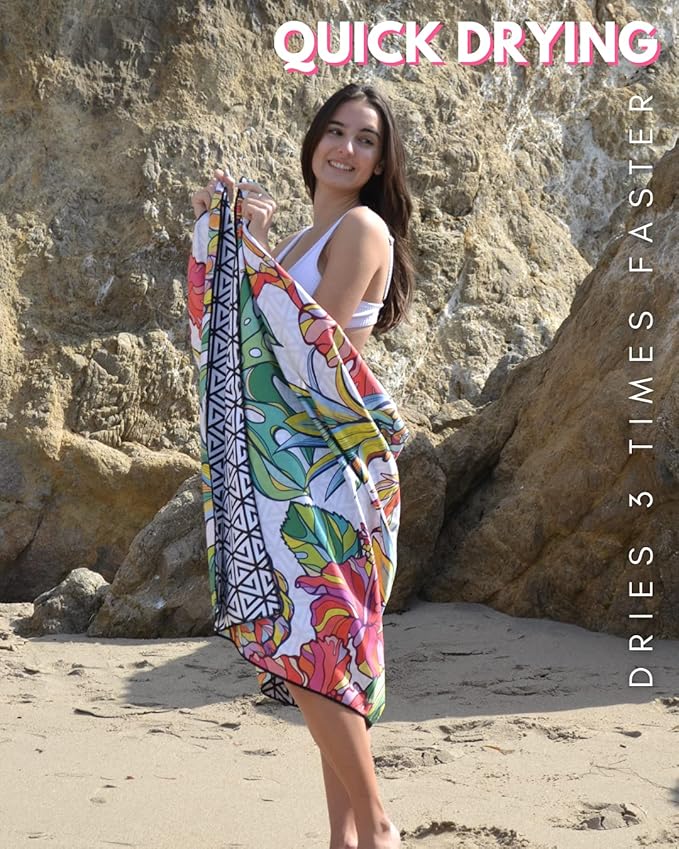 ECCOSOPHY Microfiber Beach Towel - Sand Free Towels 71x35 in