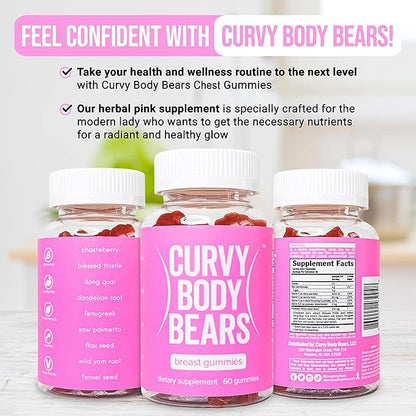 Chest Gummies for Women | Workout Support Gummies | Women’s Fitness Supplement | with Essential Herbs, Vitamins, Multivitamins, Fenugreek, and Ginseng | Berry Flavored | (60 Gummies)