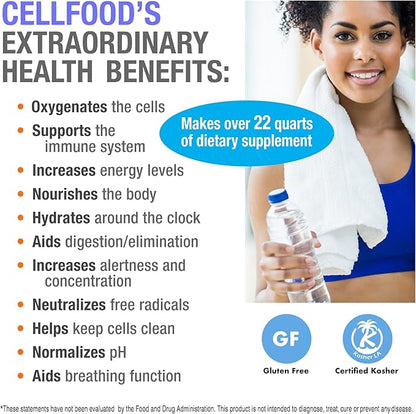 Cellfood Liquid Concentrate, 1 fl oz, 10 Pack - Oxygen + Nutrient Supplement - Supports Immune System, Energy, Endurance, Hydration & Overall Health - Gluten Free, Non-GMO, Kosher - Makes 22+ Quarts