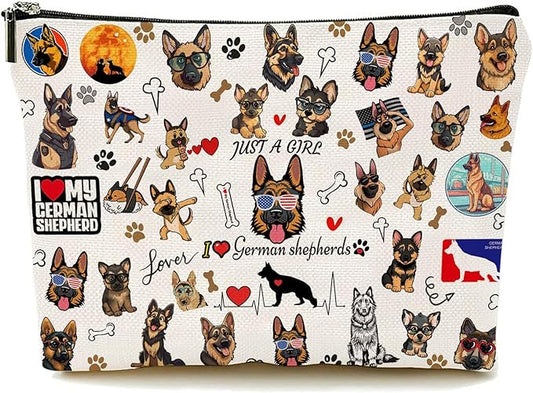 German Shepherd Gifts, Dog Makeup Bag, Dog Lover Gifts for Women, Funny Cosmetic Bag Birthday Christmas for Her, Sister, Daughter