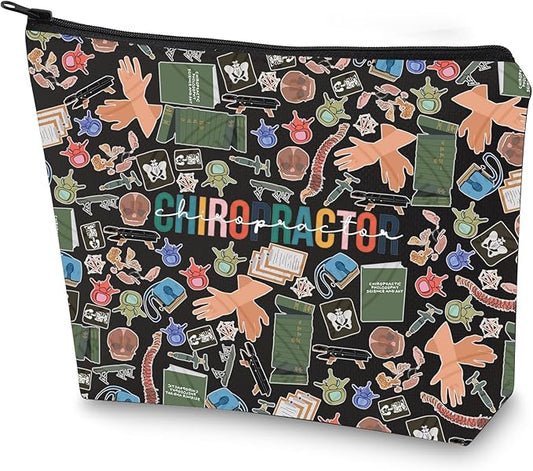 WZMPA Chiropractor Cosmetic Bag Chiropractic Assistant Gifts Chiropractic Makeup Zipper Pouch Bag For Chiropractic Chiropractor Merchandise (Chiropractor BL)