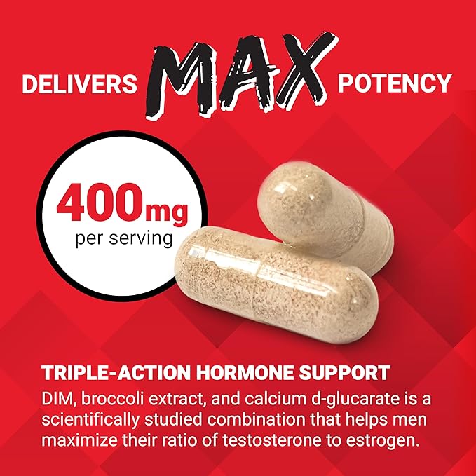 FORCE FACTOR DIM Max, DIM Supplement for Men to Support Hormone Balance and Estrogen Balance, Maximum Strength Diindolylmethane, Superior Absorption, 400mg, 60 Capsules