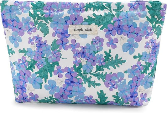 Violet Flower Makeup Bag Travel Large Floral Cosmetic Bags for Women Makeup Pouch Zipper Cosmetic Pouch for Purse Aesthetic Make up Organizer Bag Toiletry Bag Travel Essentials Accessories