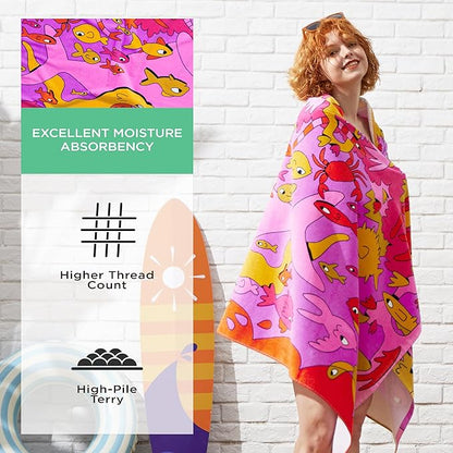 Bedsure U Series 100% Cotton Beach Towel 35"x70"