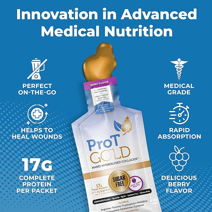Liquid Collagen Protein Shot, 17g Clear Protein Nano-Hydrolyzed Grass Fed Collagen, 2g Arginine for Wound Support, Gluten Free, Sugar Free, 0g Carbs, Non GMO, Berry, 1 fl oz, 24 Pack