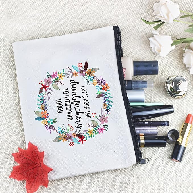 Funny Canvas Cosmetic Bag Makeup Bags Cute Travel Bag Birthday Gifts for Women