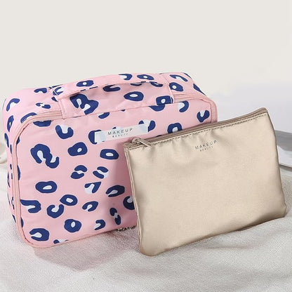 Travel Makeup Bag Cosmetic Bag Makeup Bag Toiletry bag for women and men (Pink Leopard)