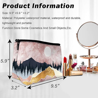Tropical Palm Green Leaves Makeup Bag for Purse, Waterproof Funny Cosmetic Bag for Women, Zipper Travel Toiletry Gift 9.5×5.9 Inch