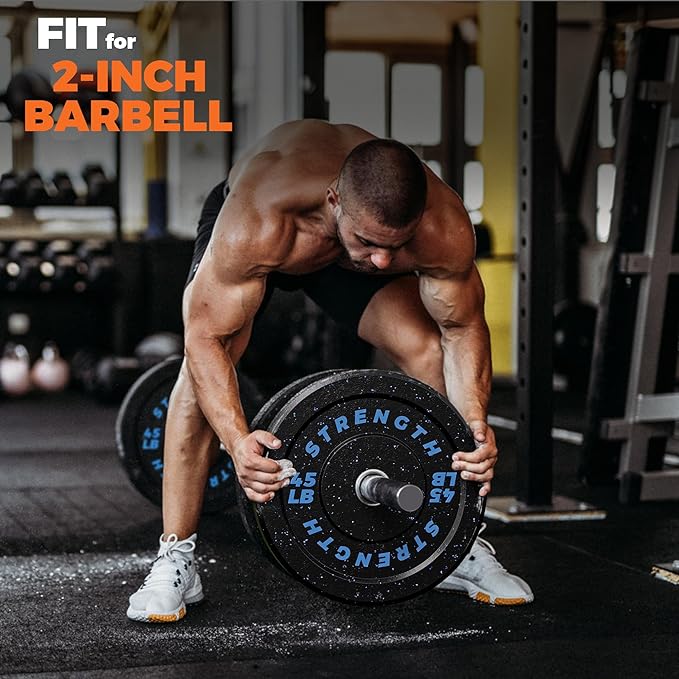GIKPAL Bumper Plates 2-inch Rubber 10lbs-55lbs