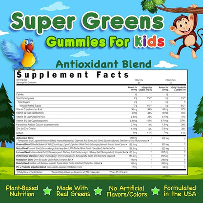 Infusions Super Green Gummies for Kids 90 Count - Superfood Booster Soft and Delicious 8 Powerful Blends Vegan Friendly Gluten Free & Non-GMO
