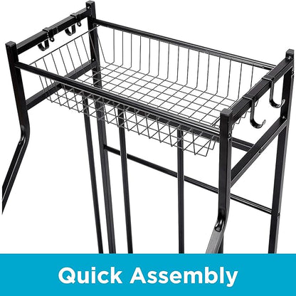 BIRDROCK HOME Bike Rack Garage Storage Floor Stand - Freestanding Organizer for Outdoor Yard - Upright Wall Mount for Scooters, Rakes, Motorcycles, Hoverboards, Gloves - Holds 2 Bicycle - Black