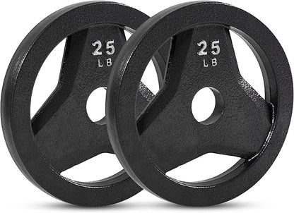 JFIT Olympic 2" Cast Iron Grip Plate OR 2" Rubber Bumper Plates for Barbell - Singles OR Pairs - 6 Weights Available (2.5lbs to 45lbs) Plates for Strength Training, Weightlifting, Bodybuilding