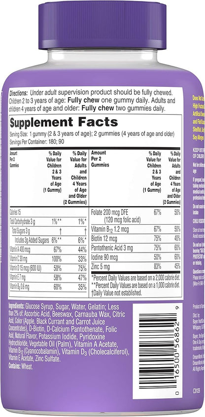 One A Day Kids Trolls Multivitamin Gummy, Kids Vitamins with Vitamins A, B6, B12, C, D, E, Zinc, Folic Acid and Biotin (Packaging May Vary), Trolls, 180 Count