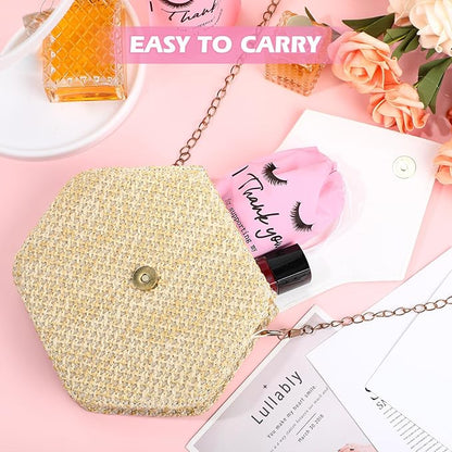 Abbylike 100 Pcs Eyelash Aftercare Lash Bags for Clients Eye Lash Print Drawstring Makeup Bag Empty Beauty Gift Cosmetic Sample Pouch for Women Small Business Supplies, 4 x 6 in(Pink)