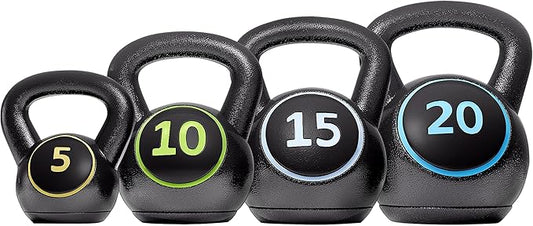 Yaheetech Kettlebell Sets 4 Piece Strength Training KettleBells 5lb, 10lb, 10lb, 15lb, 15lb, 20lb 20lb Kettle
