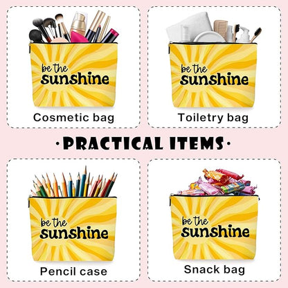 Yellow Boho Sunshine Inspirational Makeup Bag Cosmetic Bag - Cute Yellow Accessories, Yellow Sunshine Decor, Ideal Return Birthday Gifts for Women. (081)