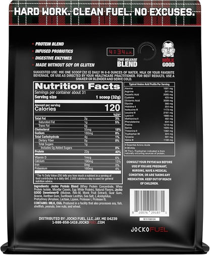 Jocko Mölk Whey Protein Powder - Keto, Probiotics, Grass Fed, Digestive Enzymes, Amino Acids, Sugar Free Monk Fruit Blend - Muscle Recovery & Growth (31 Servings (Pack of 1), Gingerbread Cookie)