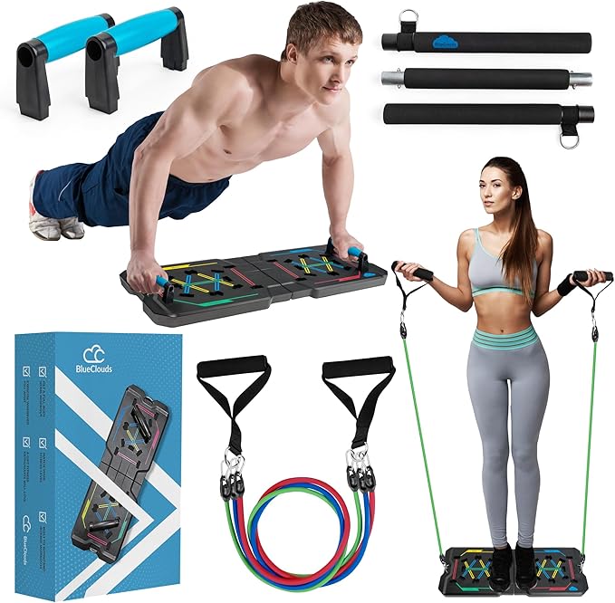 BlueClouds Push Up Board and Pilates Bar Kit
