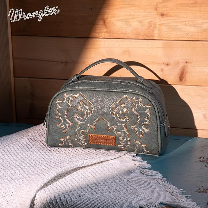 Wrangler Makeup Pouch Bag Mini Western Toiletry Purse Cosmetic Organizer Paisley Travel Pouch for Women