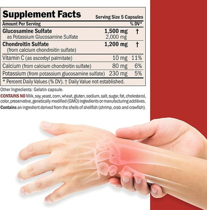 Andrew Lessman Glucosamine 1500 Chondroitin 1200-75 Capsules – 100% Sulfate Form, Research Established Ingredients and Levels for Support of Healthy Joint Tissue. Small Easy to Swallow Capsules