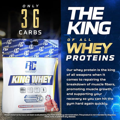 Ronnie Coleman Signature Series King Whey, Leading Whey Protein with Added Whey Isolate (10lb, Strawberry Cheesecake)