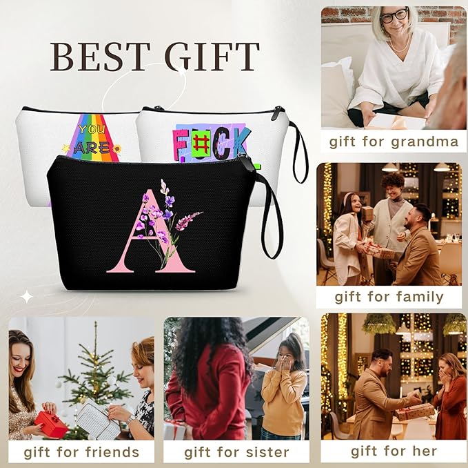 SEAMOON Women Birthday Unique Maid of Honor Friendship Gifts for Women Sister Bridesmaid Bride Personalized Travel Makeup Cosmetic Bag with Mirror Valentines Mothers Day Christmas Graduation A