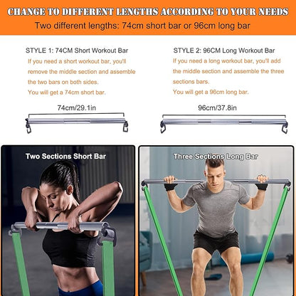 J Bryant Fitness Resistance Band Exercise Bar Large 37.8" Length