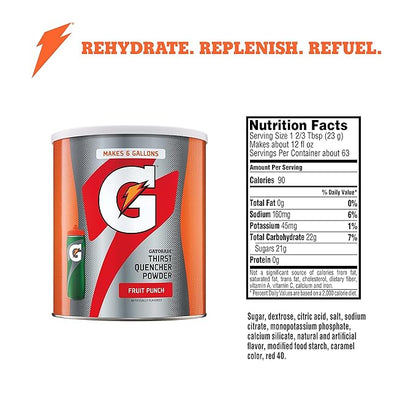 Gatorade Powder Canister Fruit Punch, 51 Ounce (Pack of 3)