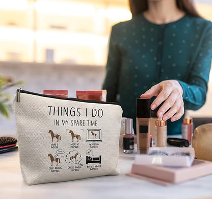 Horse Makeup Bag,Horse Stuff,Horse Gifts For Women,Cowgirl Gifts,Gifts For Horse Lovers,Animal Lovers Gifts For Women,Things I Do In My Spare Time Makeup Bag