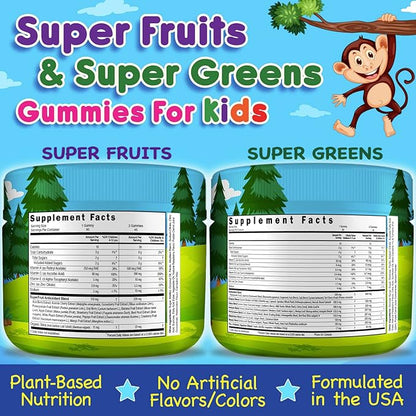 Infusions Super Fruit and Super Green Gummies for Kids 180 Count - Superfood Blend Soft and Delicious Gluten Free Non-GMO
