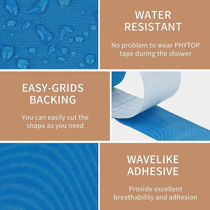 Kinesiology Tape 2" X 16.4', Sports Tape Athletic Kinesiology (2 Rolls Blue) Pain Relief of Muscles & Joint, Recovery Sports Injuries