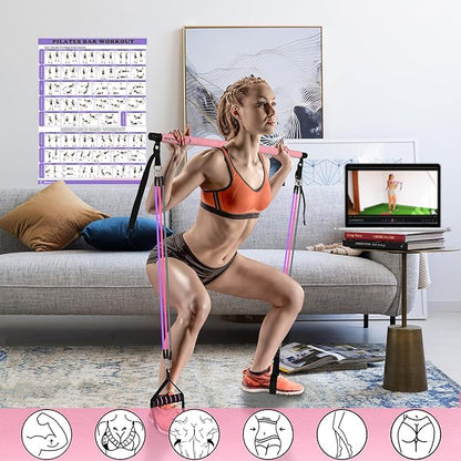 Portable Pilates Bar and Resistance Band Set