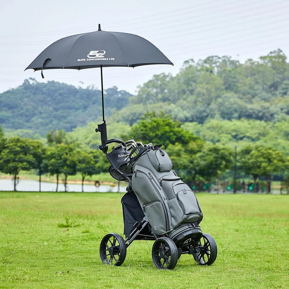 Golf Push Cart 4-Wheels,Folding Golf Cart, Golf Pull cart with Cup Holder,Umbrella Holder,Cooler Bag, Foldable with one-Click,Handle Height Adjustable,Drink Holder,Walking Push cart