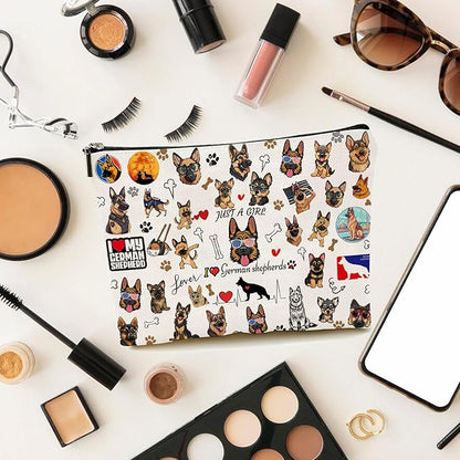 German Shepherd Gifts, Dog Makeup Bag, Dog Lover Gifts for Women, Funny Cosmetic Bag Birthday Christmas for Her, Sister, Daughter
