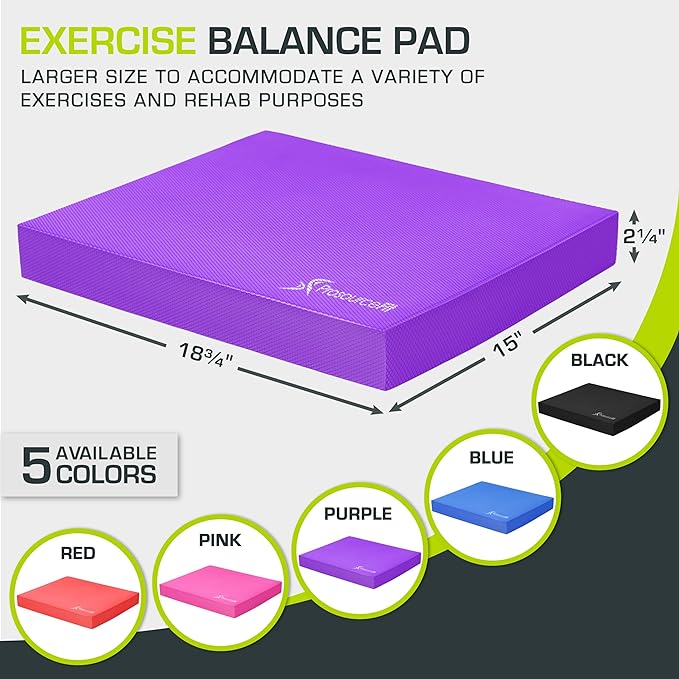 ProsourceFit Exercise Balance Pad – Cushioned Non-Slip Foam