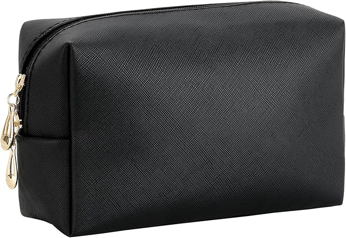 HAOGUAGUA Makeup Bag Pouch Purse Organizer Waterproof Travel Cosmetic Organizer for Women Girl Medium Size (Black)