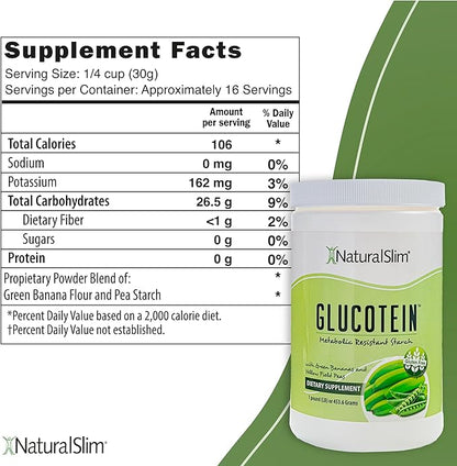 NaturalSlim Resistant Starch with Organic Green Banana Flour and Pea Starch Blend - Non-GMO & Gluten Free - Metabolism & Gut Health Support - 16 Servings