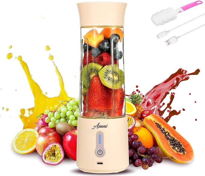 Asani Portable Blender for Shakes and Smoothies, USB Rechargeable Personal Blender, Mini Blender, Strong Stainless-Steel Blades, & Powerful Motor, For Travel, Camping, Gym (Milk White)