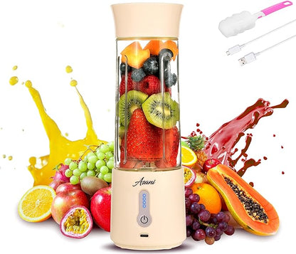 Asani Portable Blender for Shakes and Smoothies, USB Rechargeable Personal Blender, Mini Blender, Strong Stainless-Steel Blades, & Powerful Motor, For Travel, Camping, Gym (Milk White)