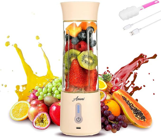 Asani Portable Blender for Shakes and Smoothies, USB Rechargeable Personal Blender, Mini Blender, Strong Stainless-Steel Blades, & Powerful Motor, For Travel, Camping, Gym (Milk White)