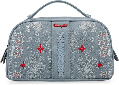 Wrangler Makeup Pouch Bag Mini Western Toiletry Purse Cosmetic Organizer Paisley Travel Pouch for Women
