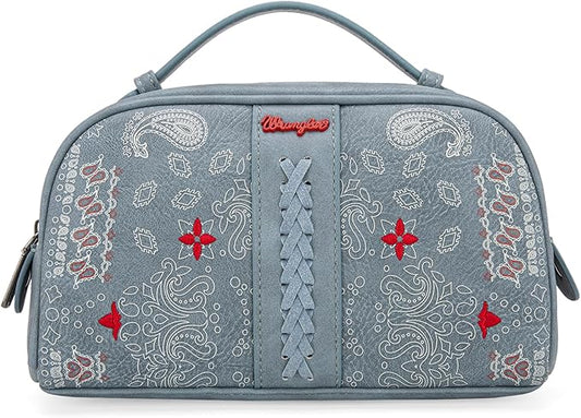 Wrangler Makeup Pouch Bag Mini Western Toiletry Purse Cosmetic Organizer Paisley Travel Pouch for Women