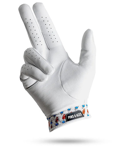 Pins & Aces - Rocket Pop Golf Glove Design - Premium AAA Cabretta Leather, Long-Lasting Durable Tour Glove for Men or Women - Premium Leather Golf Glove Left & Right Hand
