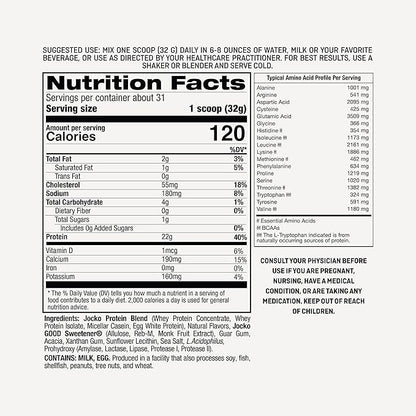 Jocko Mölk Whey Protein Powder - Keto, Probiotics, Grass Fed, Digestive Enzymes, Amino Acids, Sugar Free Monk Fruit Blend - Muscle Recovery & Growth (31 Servings (Pack of 1), Gingerbread Cookie)