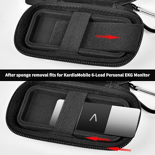 Heart Rate Monitor Case for AliveCor for KardiaMobile 1L 6L Personal EKG Monitor Storage Holder Fits for Cardiac Mobile Portable Heart Rate Monitor Bag Organizer (Pill Box Include) (Full Black)